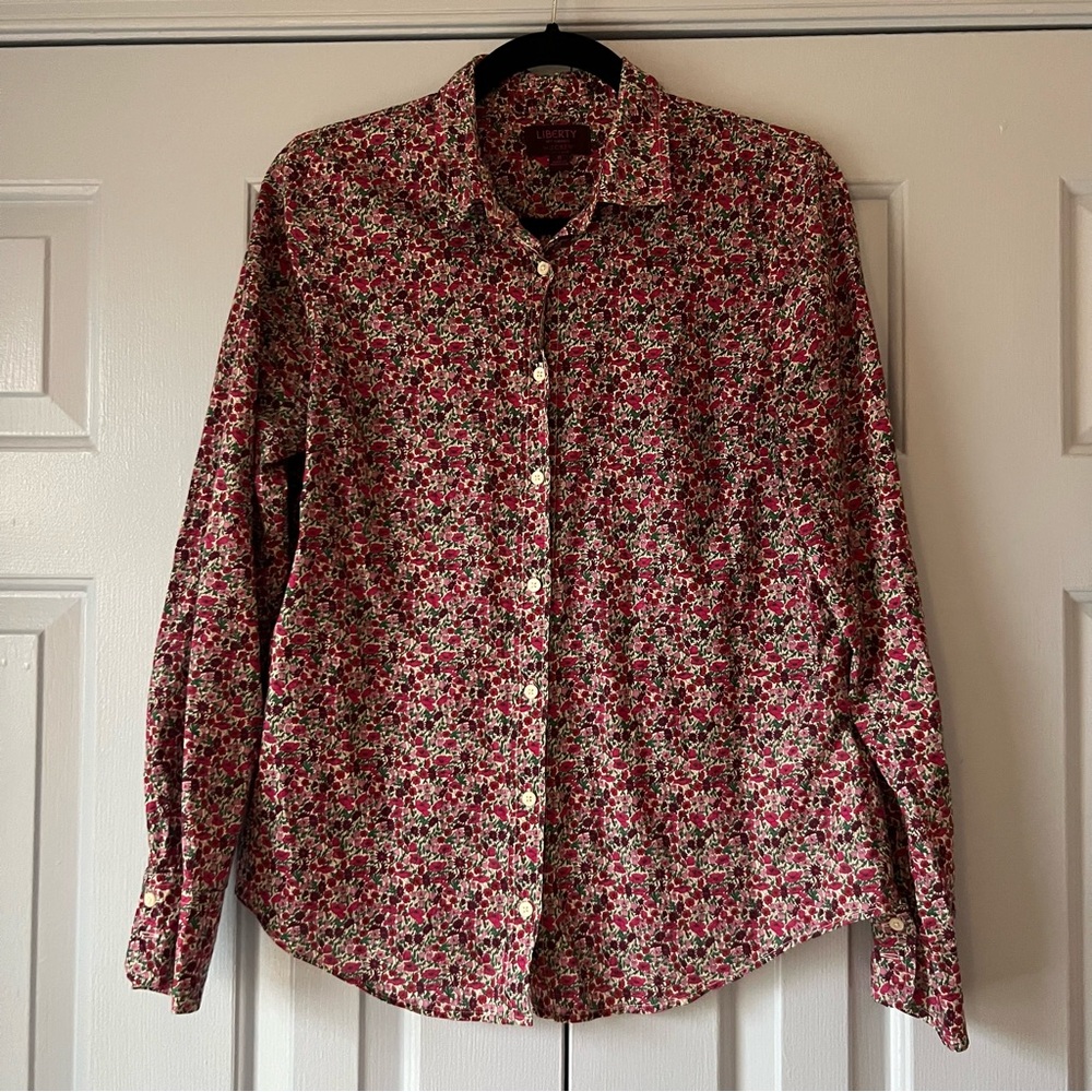 J.Crew Liberty Button Up Floral Poppy Forrest Slim-fit shirt, Size 8